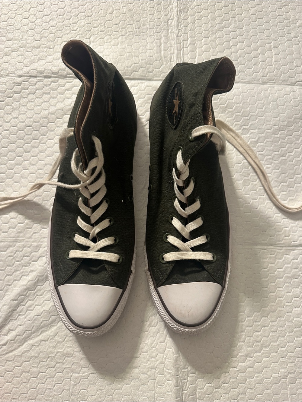 Converse High-Top Sneakers in Dark Green with White Accents